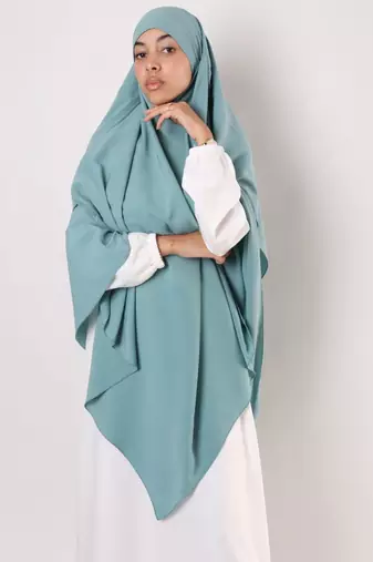 Khimar : 2 Layer Triangular Diamond Instant Khimar-Hijab-Jilbab for Girls & Women in Mint Color | Tie Back
