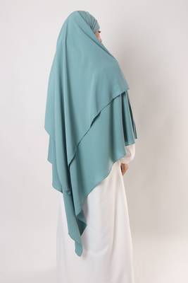 Khimar : 2 Layer Triangular Diamond Instant Khimar-Hijab-Jilbab for Girls & Women in Mint Color | Tie Back 3
