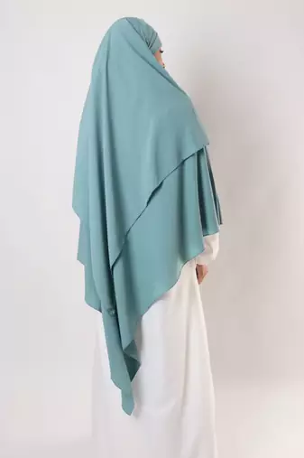 Khimar : 2 Layer Triangular Diamond Instant Khimar-Hijab-Jilbab for Girls & Women in Mint Color | Tie Back