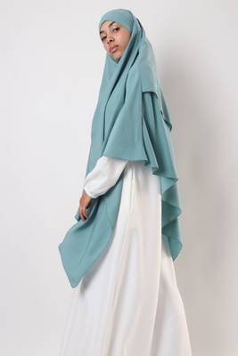 Khimar : 2 Layer Triangular Diamond Instant Khimar-Hijab-Jilbab for Girls & Women in Mint Color | Tie Back 4