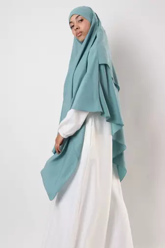 Khimar : 2 Layer Triangular Diamond Instant Khimar-Hijab-Jilbab for Girls & Women in Mint Color | Tie Back