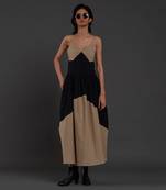 Beige & black strap dress