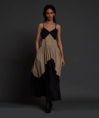 Black & beige strap dress 1