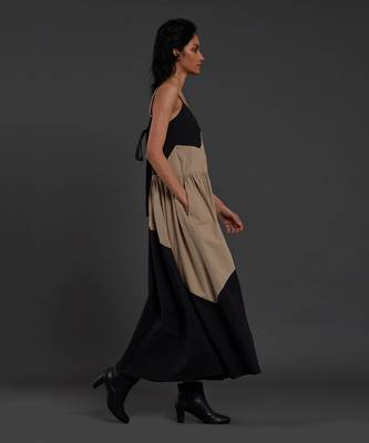 Black & beige strap dress 2
