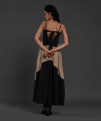 Black & beige strap dress 3