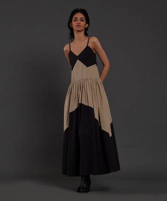 Black & beige strap dress 4