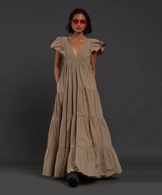 Beige tiered gown 1