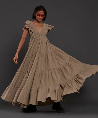 Beige tiered gown 4