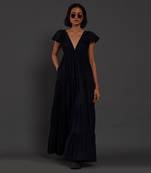 Navy blue tiered gown