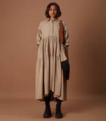 Beige tiered shirt dress