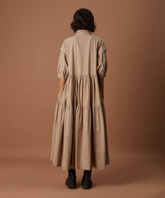Beige tiered shirt dress 3