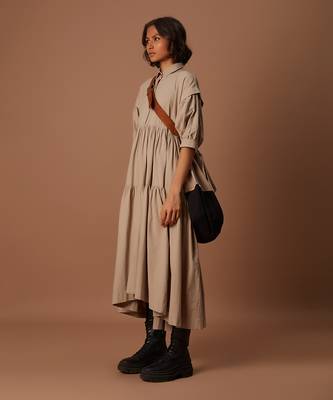 Beige tiered shirt dress 5