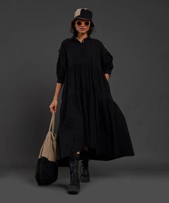Black tiered shirt dress 1