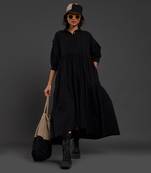 Black tiered shirt dress