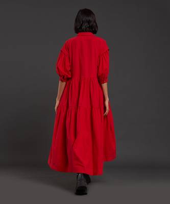 Red tiered shirt dress 2