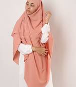 Khimar : 2 Layer Triangular Diamond Instant Khimar-Hijab-Jilbab for Girls & Women in Poppy Rose Color | Tie Back