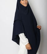 Khimar : 2 Layer Triangular Diamond Instant Khimar-Hijab-Jilbab for Girls & Women in Navy Blue Color