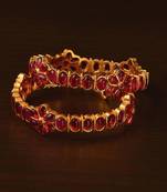 Ruby Embellished Matte Finish Temple Bangles BD563