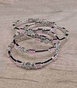 Rhodium Plated Baby Pink Stone American Diamond Bangles BD615