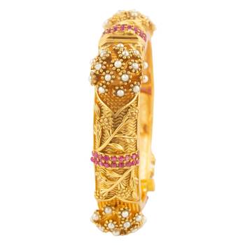 Rajwadi Plated Embellished Ruby Stone & Pearls Bangles Set For Women And Girls (Set of 2) 4