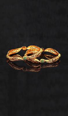 Gold Plated Stone Studded  Set of Two Bangles 1