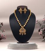 Gold color long matte gold necklace set