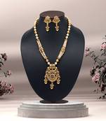 Gold color long matte gold necklace set