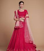 EILARA RED WOMEN'S THREAD & EMBROIDERY WORK GEORGETTE FOR TRADITIONAL LEHENGA CHOLI