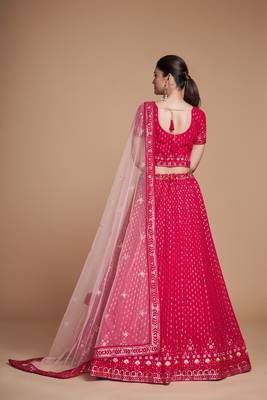 EILARA RED WOMEN'S THREAD & EMBROIDERY WORK GEORGETTE FOR TRADITIONAL LEHENGA CHOLI 4