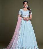 EILARA WOMEN'S SKY BLUE THREAD & EMBROIDERY WORK GEORGETTE FOR TRADITIONAL LEHENGA CHOLI