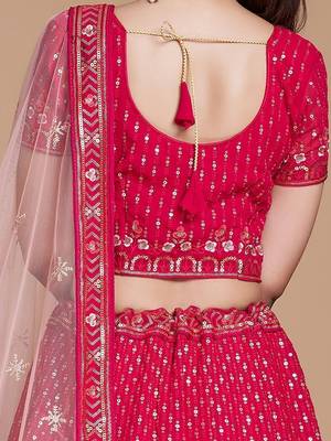 EILARA RED WOMEN'S THREAD & EMBROIDERY WORK GEORGETTE FOR TRADITIONAL LEHENGA CHOLI 6