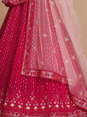 EILARA RED WOMEN'S THREAD & EMBROIDERY WORK GEORGETTE FOR TRADITIONAL LEHENGA CHOLI 8
