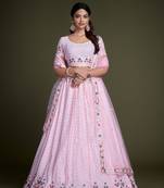 EILARA WOMEN'S PINK THREAD & EMBROIDERY WORK GEORGETTE FOR TRADITIONAL LEHENGA CHOLI