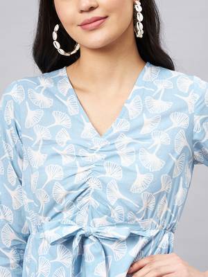 Winered light blue floral print dress 5