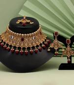 Maroon color choker premium copper necklace set