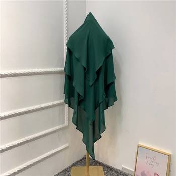 Khimar : 3 Layer Triangular Diamond Instant Khimar-Hijab-Jilbab in 3 Layer Khimar Green Color | Tie Back 1