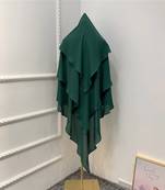 Khimar : 3 Layer Triangular Diamond Instant Khimar-Hijab-Jilbab in 3 Layer Khimar Green Color | Tie Back