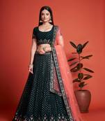 EILARA WOMEN'S GREEN THREAD & EMBROIDERY WORK GEORGETTE FOR TRADITIONAL LEHENGA CHOLI
