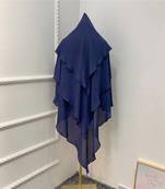 Khimar : 3 Layer Triangular Diamond Instant Khimar-Hijab-Jilbab in 3 Layer Khimar Navy Blue Color | Tie Back