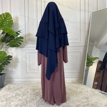 Khimar : 3 Layer Triangular Diamond Instant Khimar-Hijab-Jilbab in 3 Layer Khimar Navy Blue Color | Tie Back 2