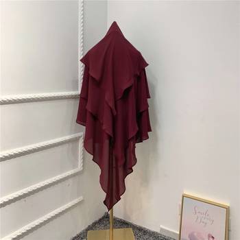 Khimar : 3 Layer Triangular Diamond Instant Khimar-Hijab-Jilbab in 3 Layer Wine Red Color | Tie Back 1