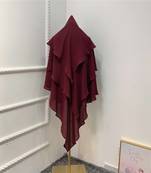 Khimar : 3 Layer Triangular Diamond Instant Khimar-Hijab-Jilbab in 3 Layer Wine Red Color | Tie Back