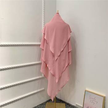 Khimar : 3 Layer Triangular Diamond Instant Khimar-Hijab-Jilbab in 3 Layer Khimar Pink Color | Tie Back 1