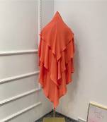 Khimar : 3 Layer Triangular Diamond Instant Khimar-Hijab-Jilbab in 3 Layer Khimar Orange Color | Tie Back 