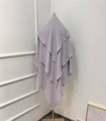 Khimar : 3 Layer Triangular Diamond Instant Khimar-Hijab-Jilbab in 3 Layer Khimar Gray Color | Tie Back