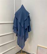 Khimar : 3 Layer Triangular Diamond Instant Khimar-Hijab-Jilbab in 3 Layer Khimar Blue Color | Tie Back