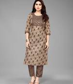 Brawn Cotton Prty Wear Kurta Set 