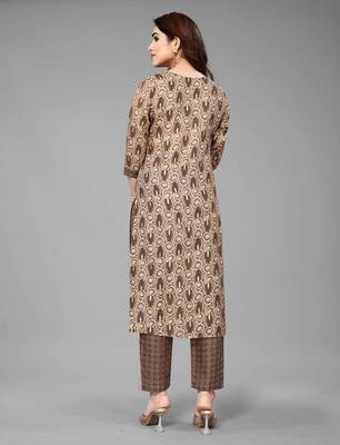 Brawn Cotton Prty Wear Kurta Set  4