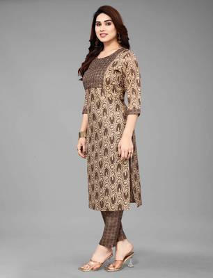 Brawn Cotton Prty Wear Kurta Set  6