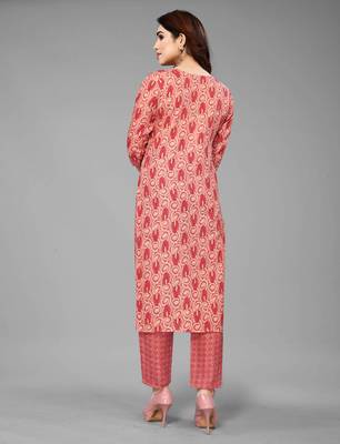 Gajari Color Cotton Prty Wear Kurta Set  5